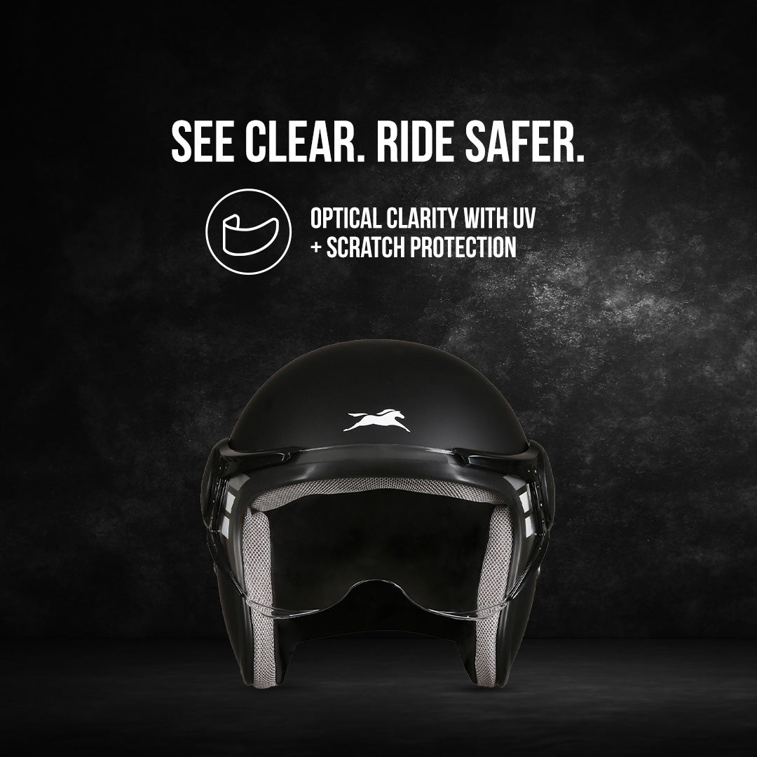 TVS Cruisetown Open Face Helmet – Stylish & Safe Helmet for Riders | ISI & DOT Certified | Premium Protection for Men & Women | Comfortable, Durable & Lightweight Design with Visor